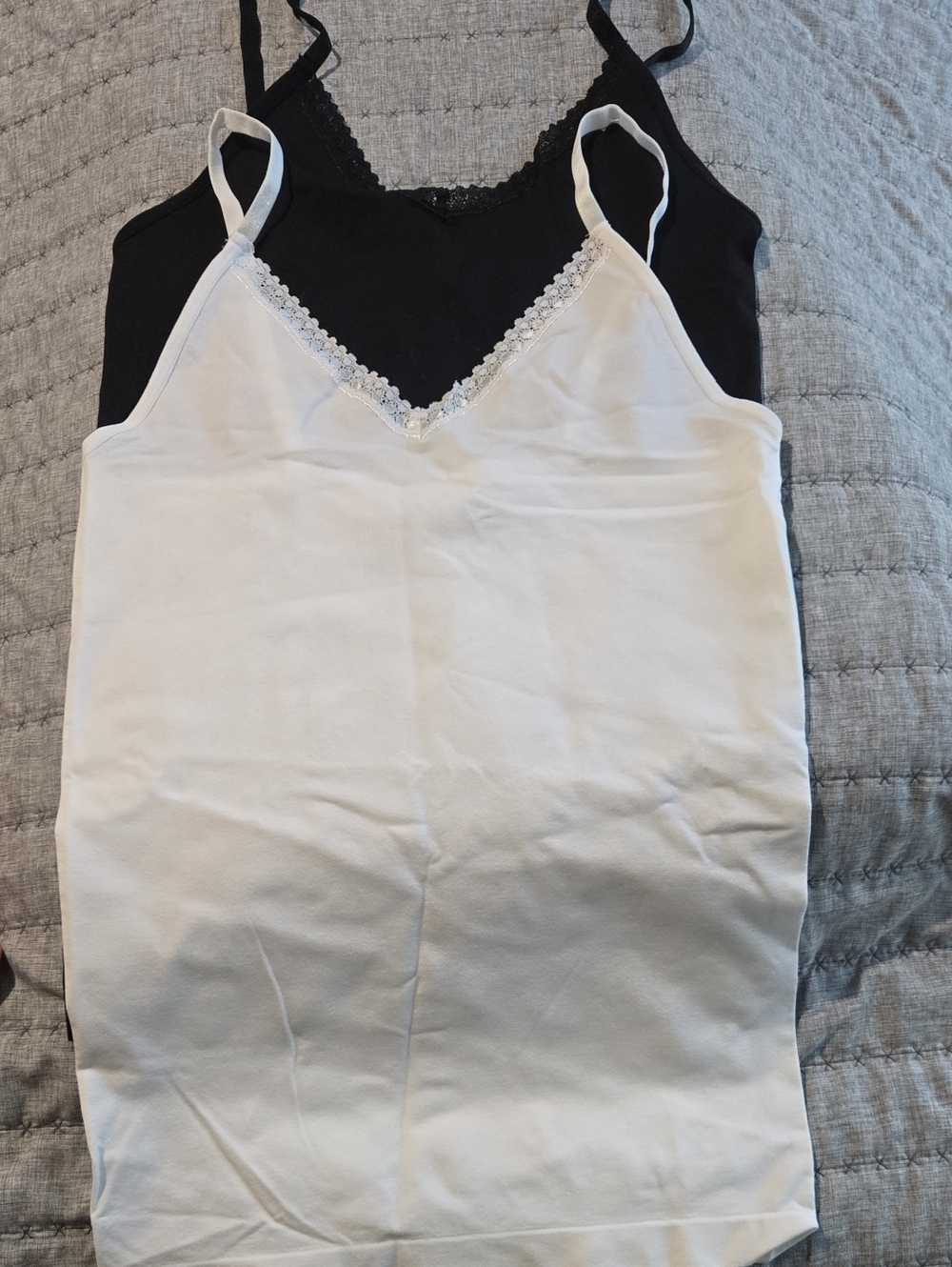 nouvelle AMSALE Lace-Trim Camisole Set - White & Black